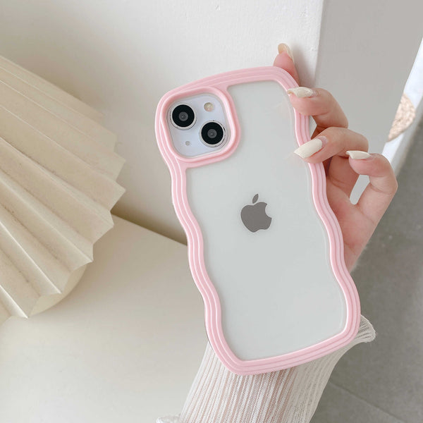 Wavy Edge Transparent Shockproof Pastel Cover