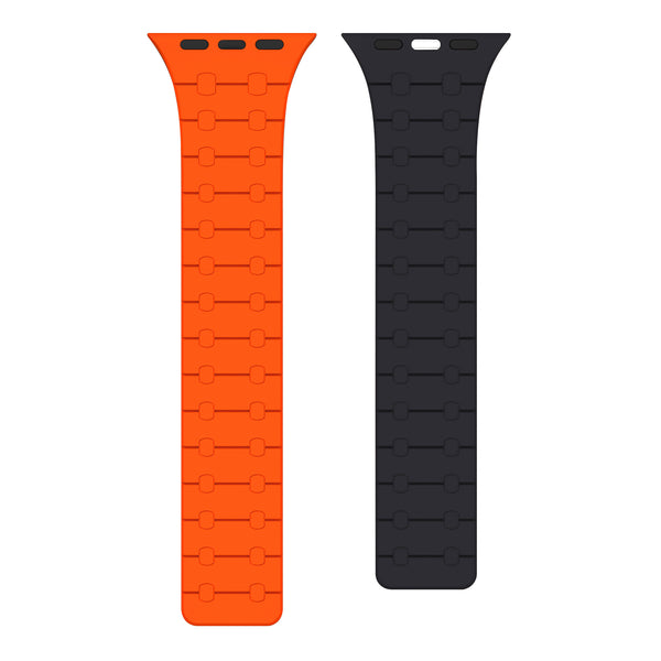 Magnetic Loop Smartwatch Bands – Dual Color Edition(Orange+Midnight Black)