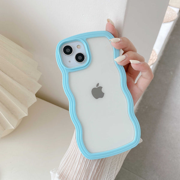 Wavy Edge Transparent Shockproof Pastel Cover
