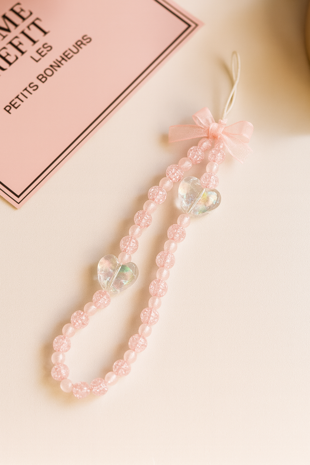Pink Beaded Heart Phone Charm ππ