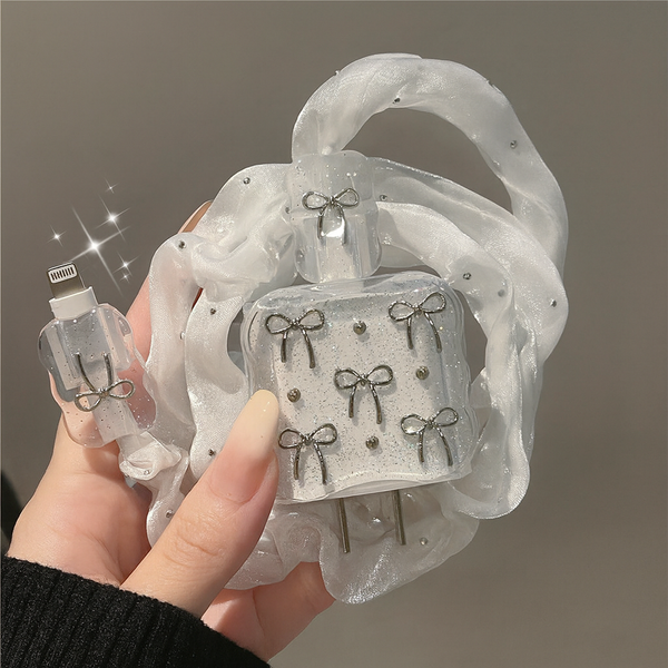 Bow Pearl iPhone Charger Case Set
