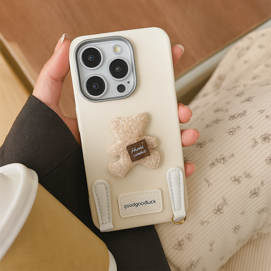 Cute Plush Bear leather Phone Case