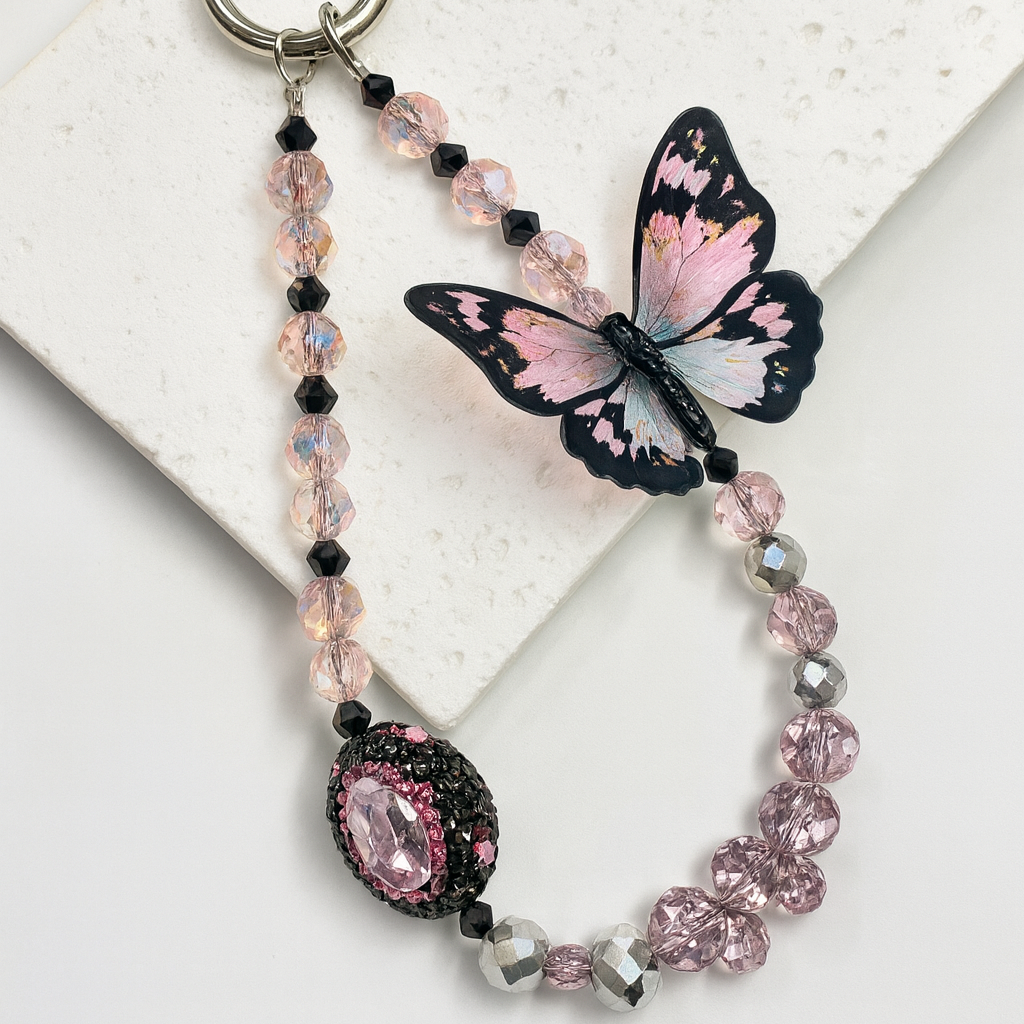 Crystal Butterfly Beaded Phone Charm π¦β¨