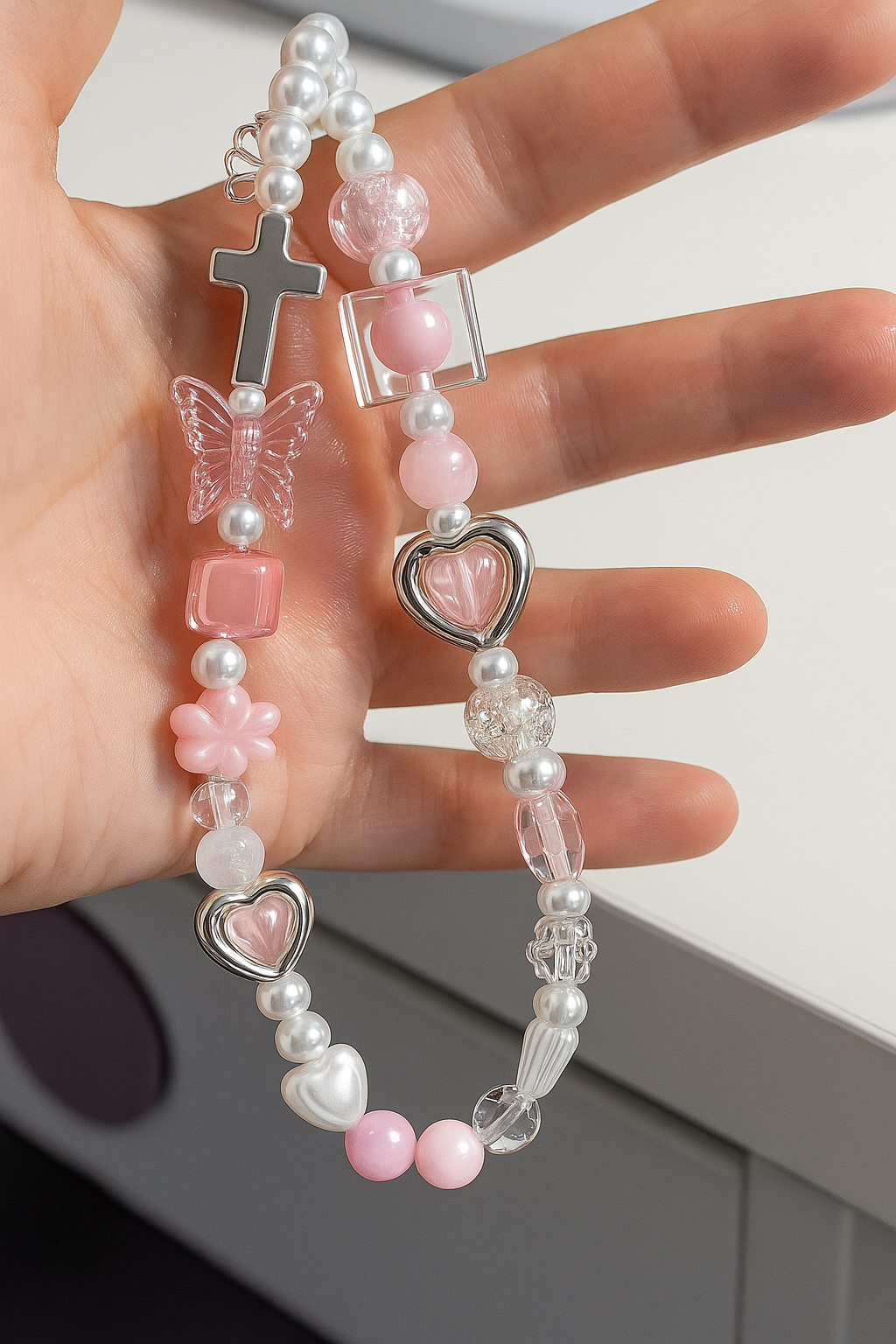 Pastel Beaded Phone Charm ✨🌸