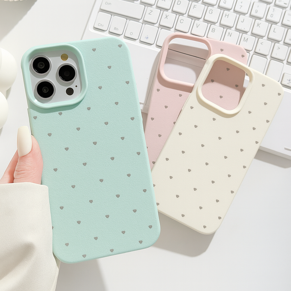 Pastel Heart Print Soft Silicone Phone Case