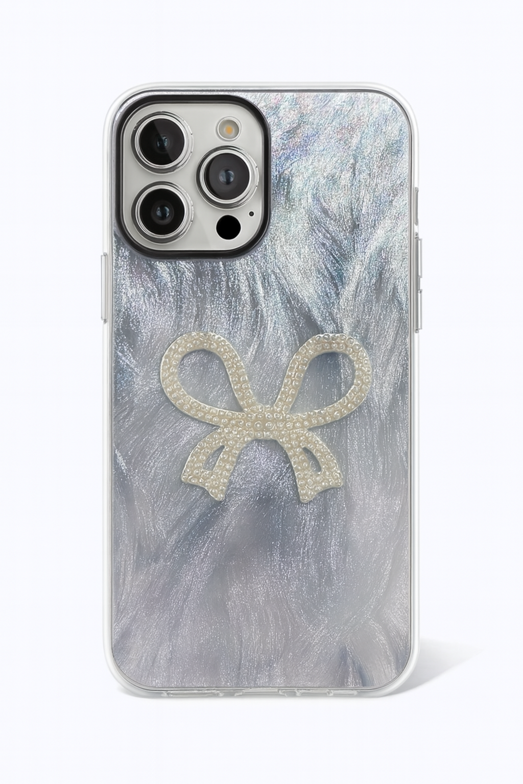 Holographic Bow Glitter Case With Charm