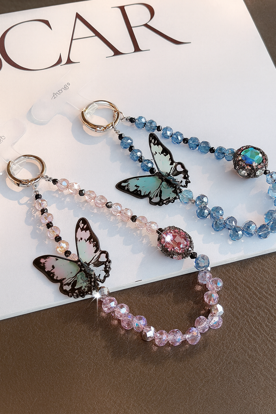 Crystal Butterfly Beaded Phone Charm 🦋✨