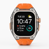 Black Transparent Rugged Apple Watch Case with Bold Orange Strap