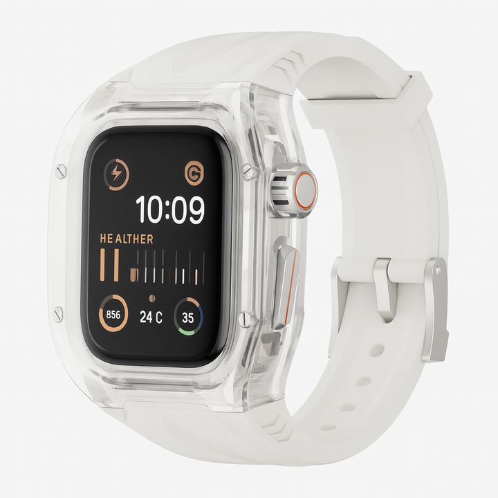 Transparent Rugged Protective Apple Watch Case with Strap