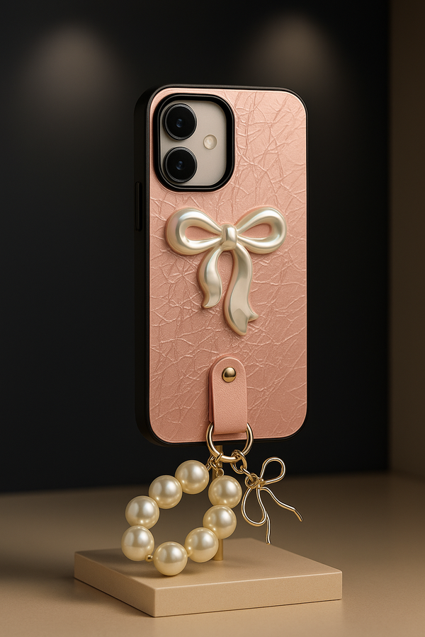 Premium Bowknot Phone Case with Detachable Pearl Bracelet