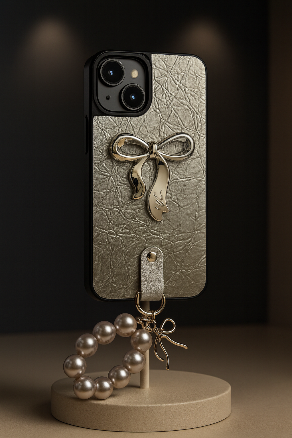 Premium Bowknot Phone Case with Detachable Pearl Bracelet