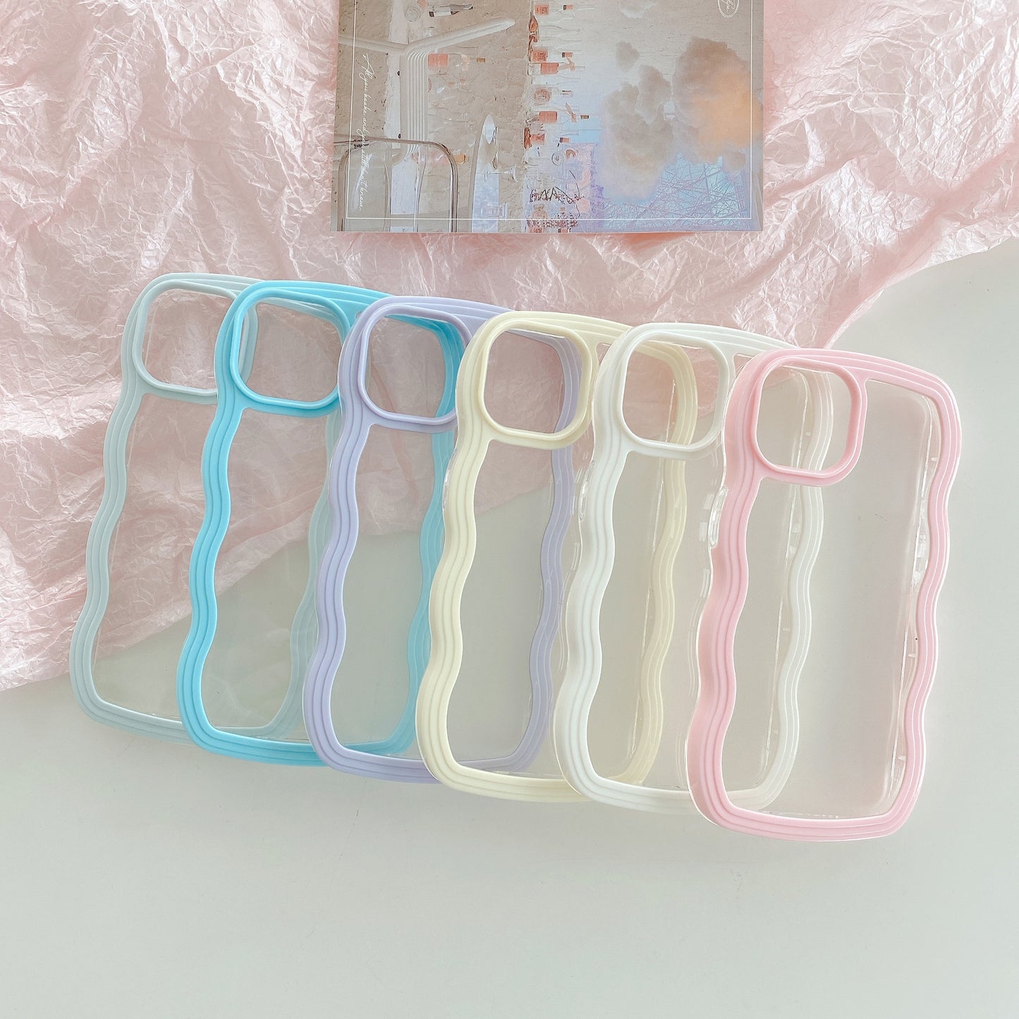 Wavy Edge Transparent Shockproof Pastel Cover