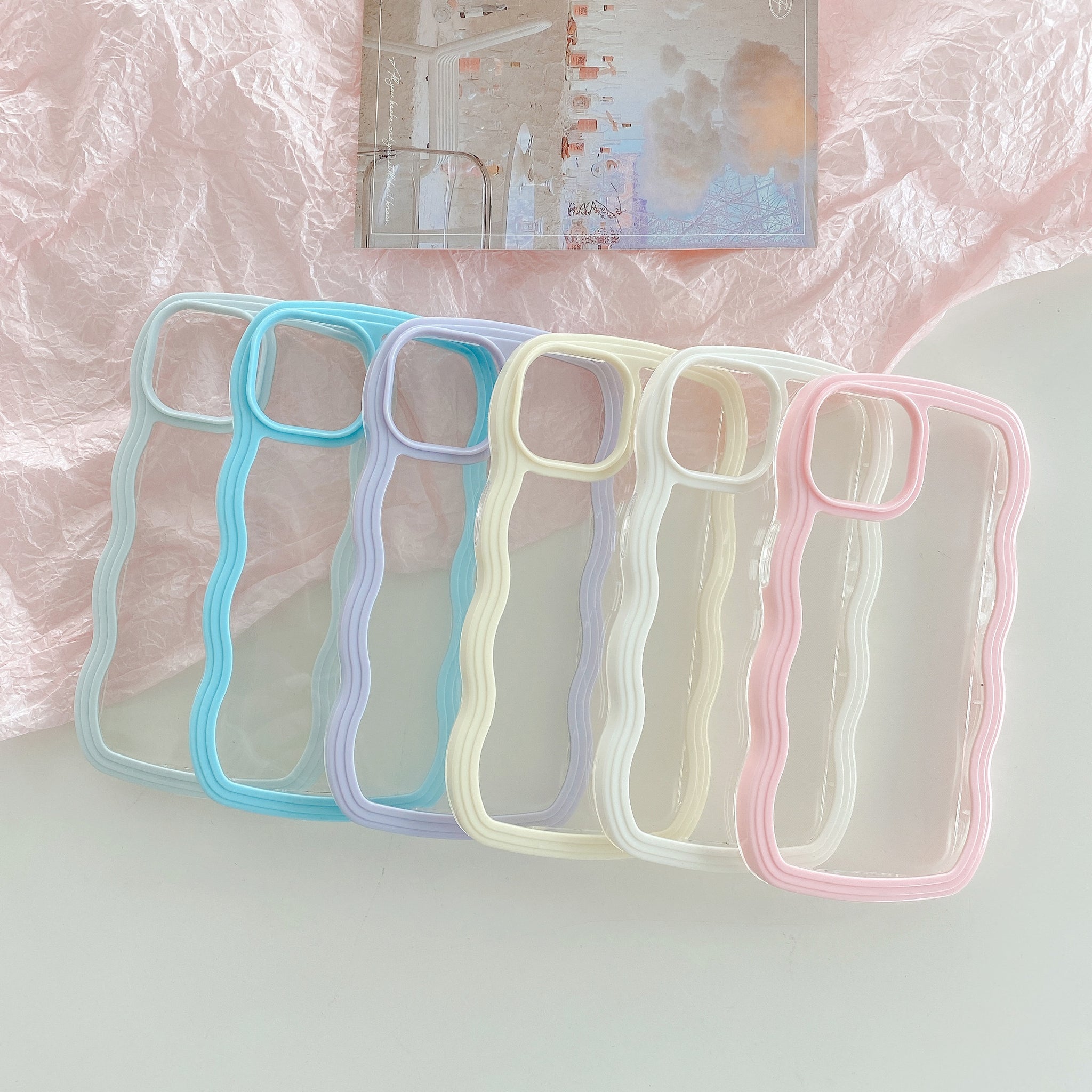 Wavy Edge Transparent Shockproof Pastel Cover