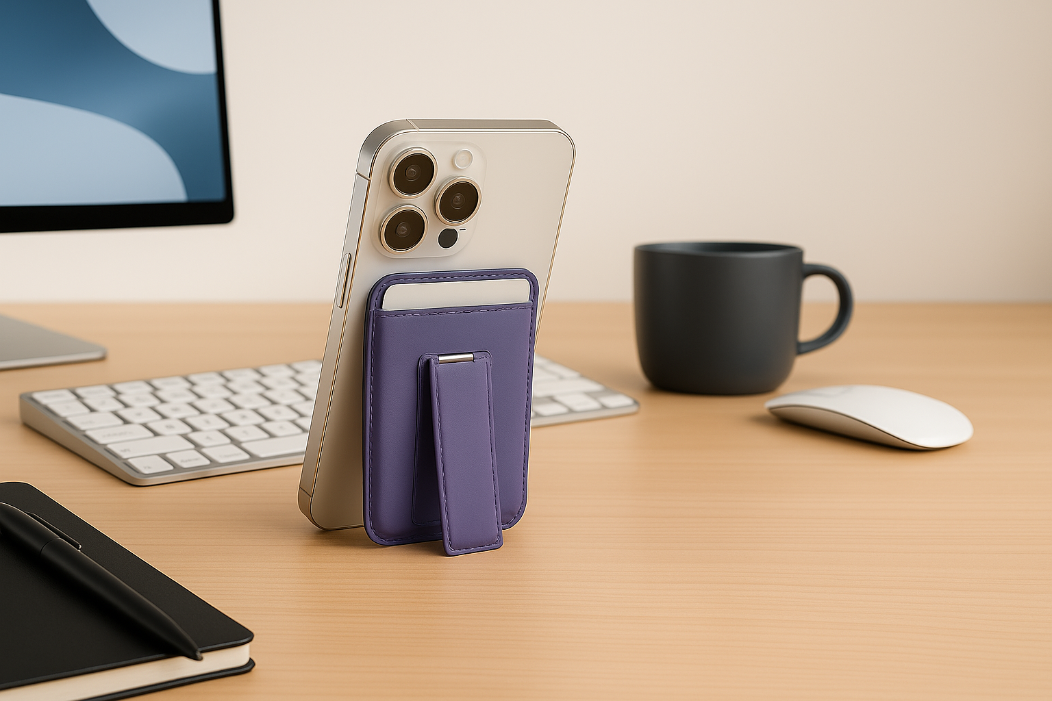 MagSafe leather Wallet with Kickstand