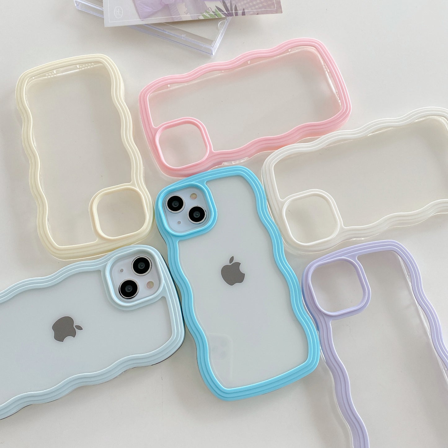 Wavy Edge Transparent Shockproof Pastel Cover