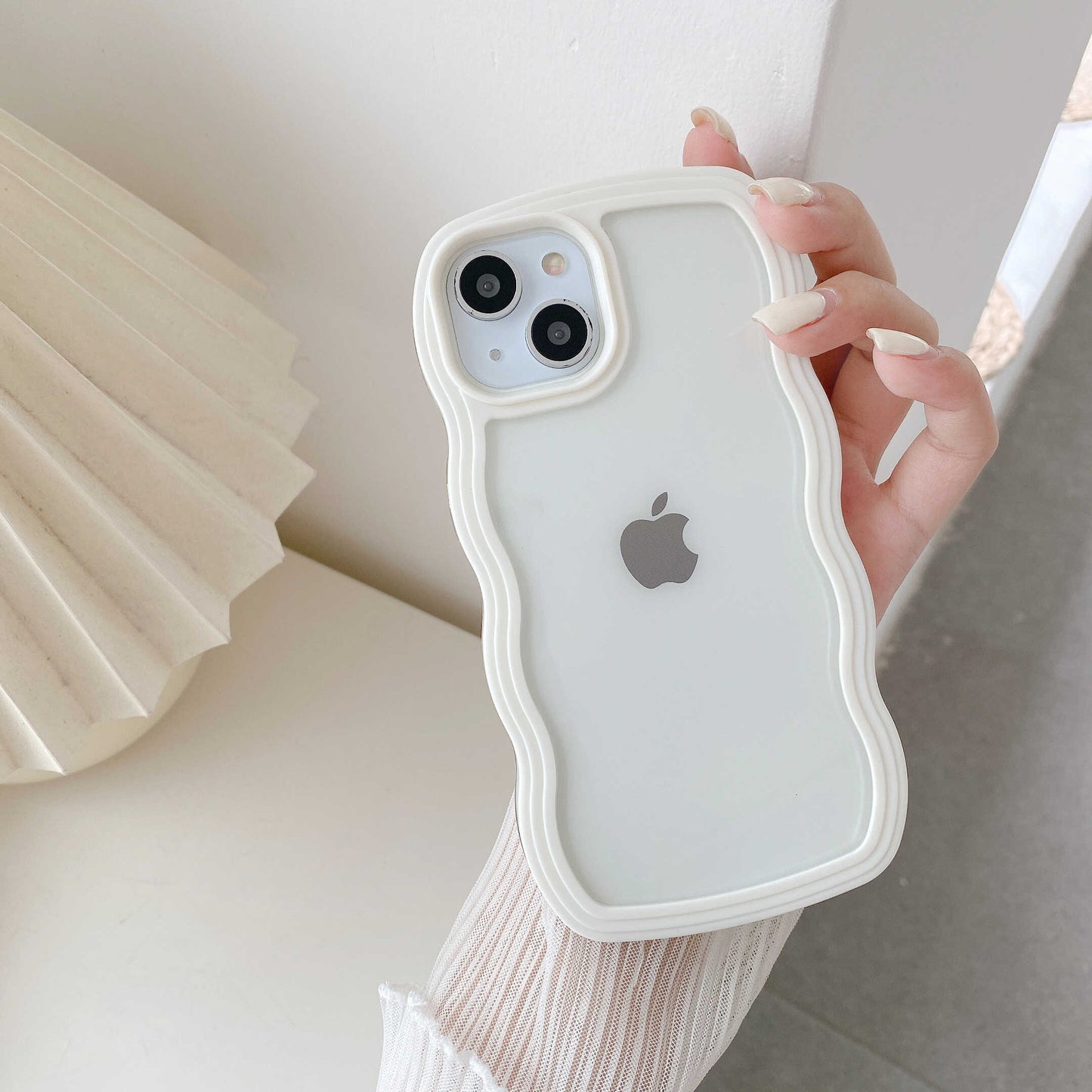 Wavy Edge Transparent Shockproof Pastel Cover