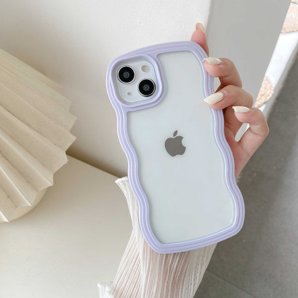Wavy Edge Transparent Shockproof Pastel Cover