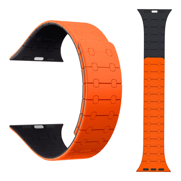 Magnetic Loop Smartwatch Bands – Dual Color Edition(Orange+Midnight Black)