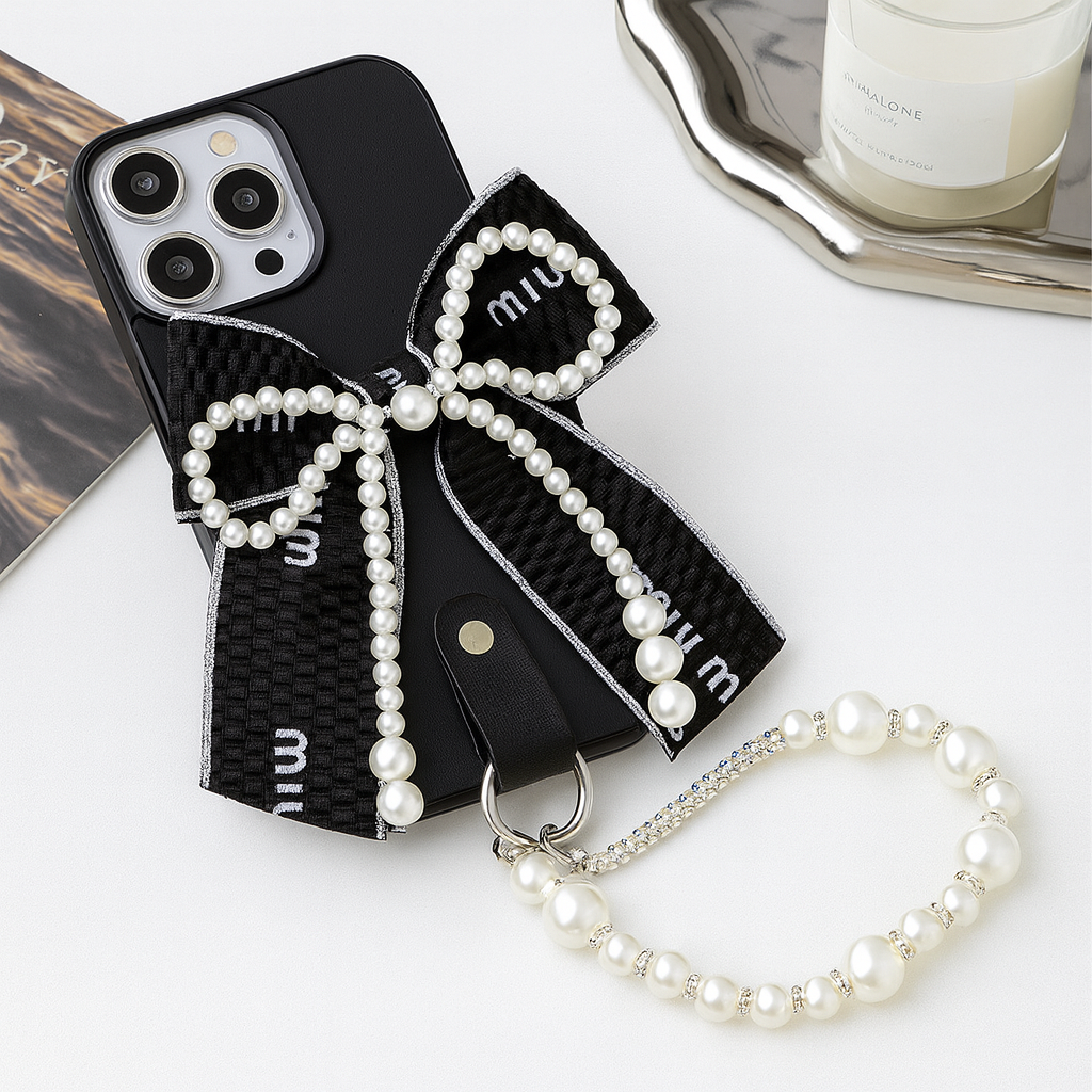 Luxury Bow Pearl Chain Phone Case