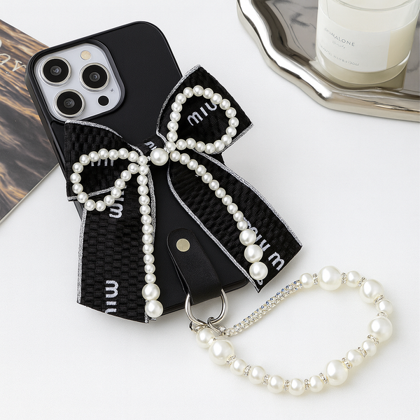 Luxury Bow Pearl Chain Phone Case