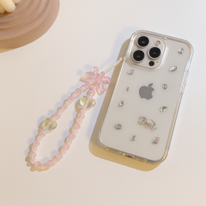 Pink Beaded Heart Phone Charm 🎀💖