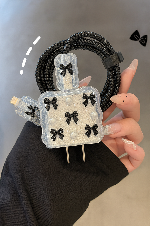 Glitter Bow iPhone Charger Case