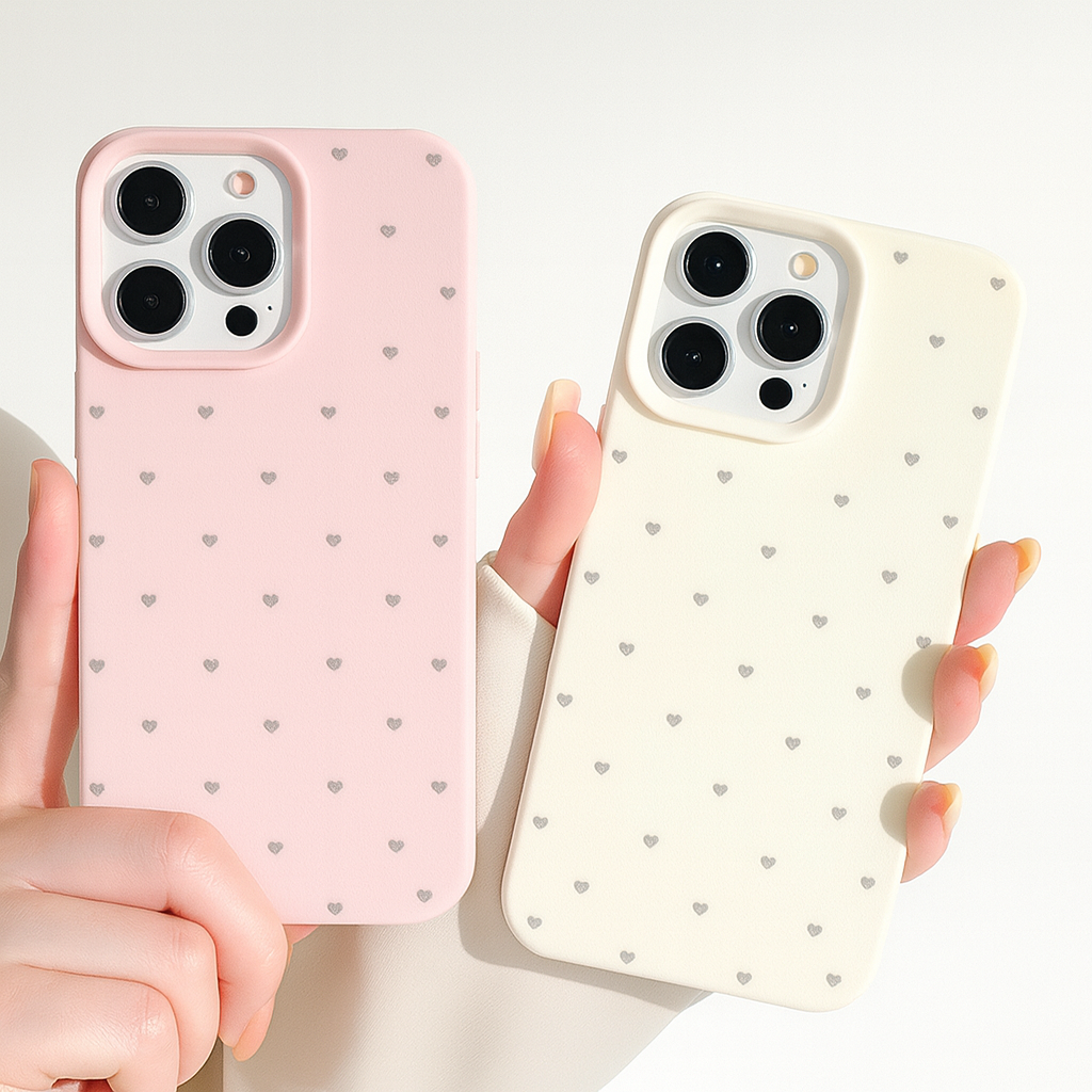 Pastel Heart Print Soft Silicone Phone Case