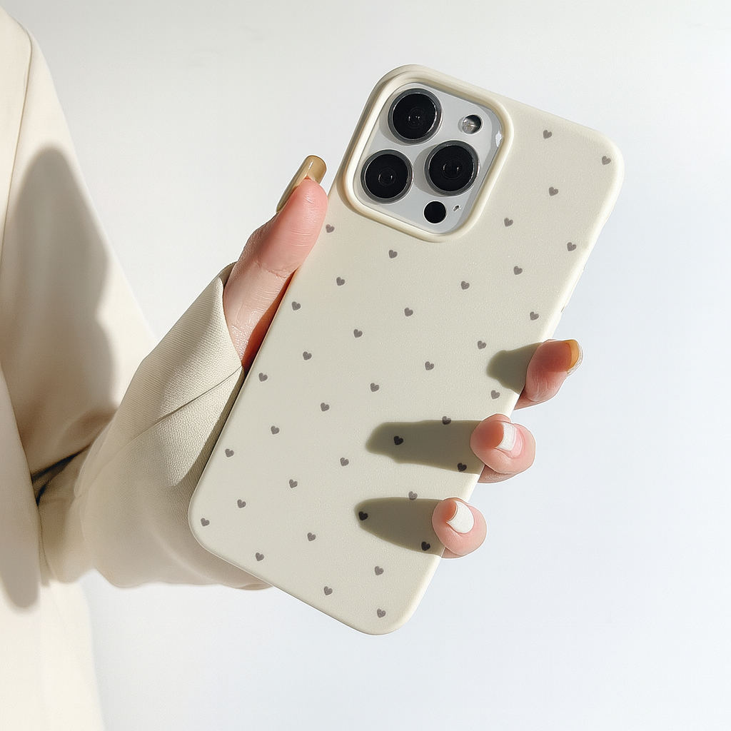 Pastel Heart Print Soft Silicone Phone Case