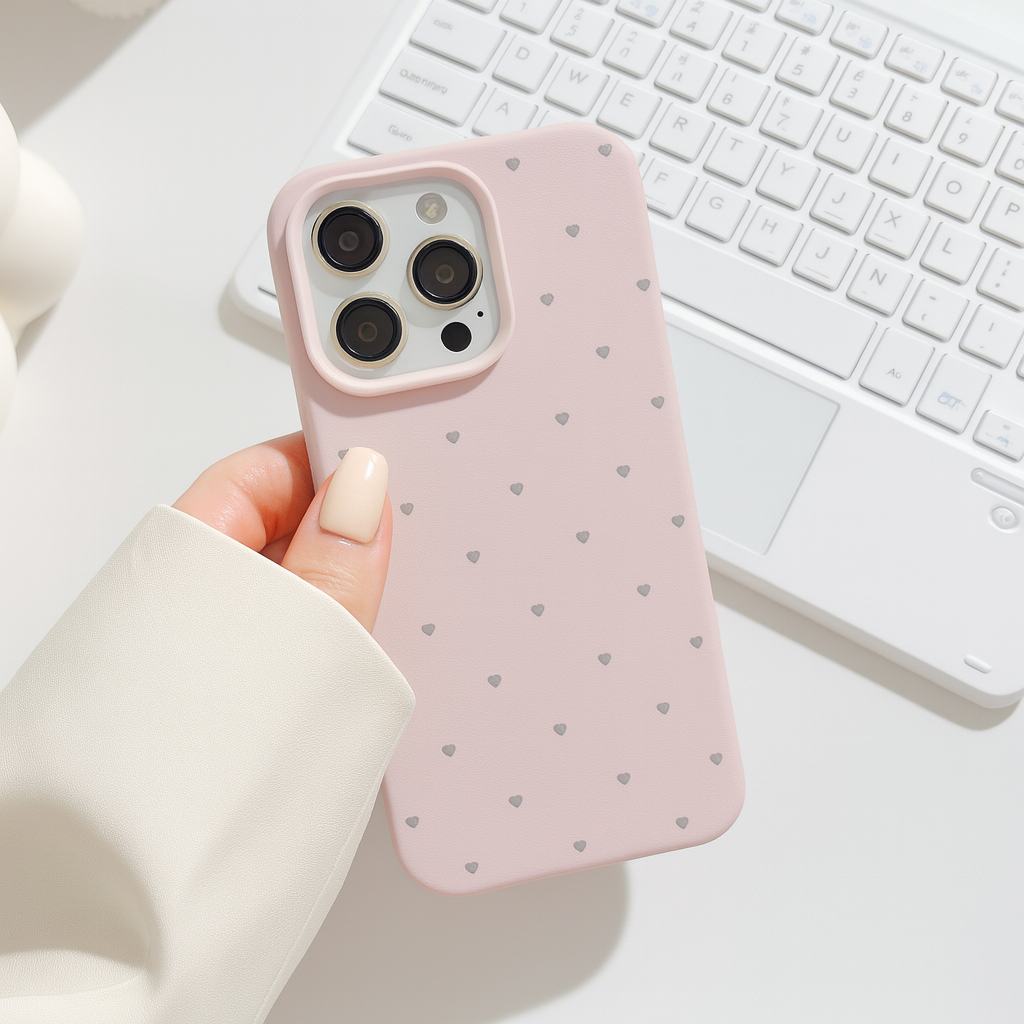 Pastel Heart Print Soft Silicone Phone Case