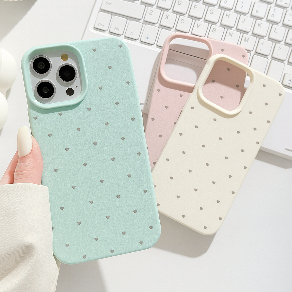 Pastel Heart Print Soft Silicone Phone Case