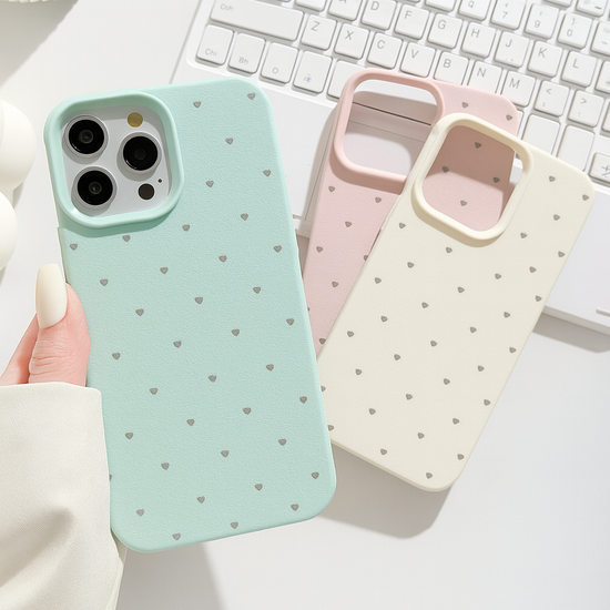 Pastel Heart Print Soft Silicone Phone Case