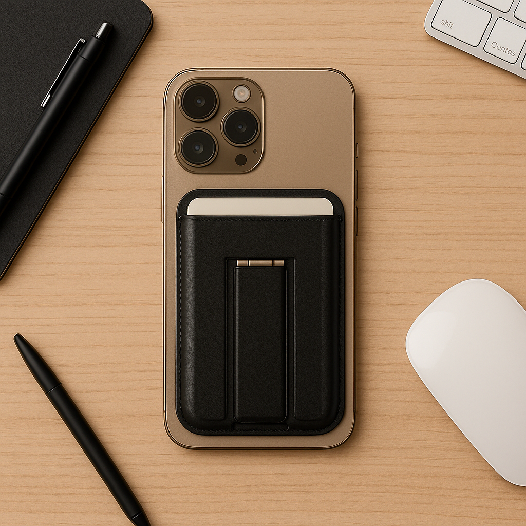 MagSafe leather Wallet with Kickstand