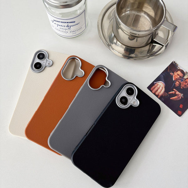 Premium Leather-Finish Slim Case with Metal Camera Ring
