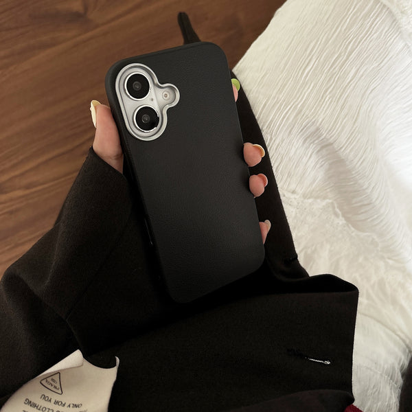 Premium Leather-Finish Slim Case with Metal Camera Ring