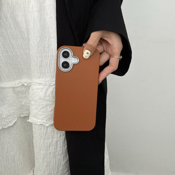 Premium Leather-Finish Slim Case with Metal Camera Ring