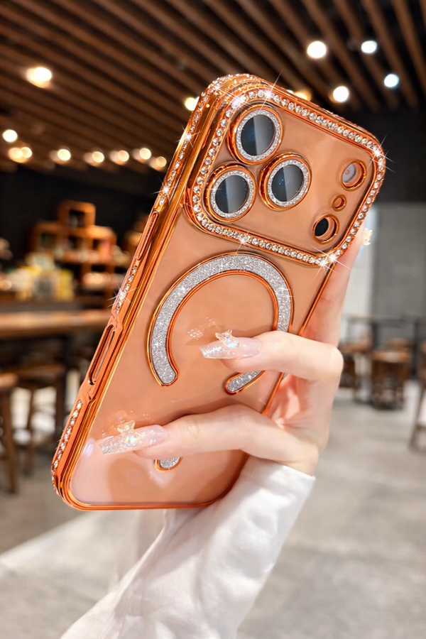 Crystal Studded Luxe Case – Orange