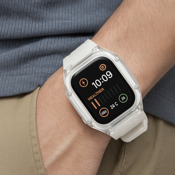 Transparent Rugged Protective Apple Watch Case with Strap