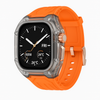 Black Transparent Rugged Apple Watch Case with Bold Orange Strap