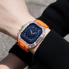 Transparent Rugged Apple Watch Case with Orange Sports Strap