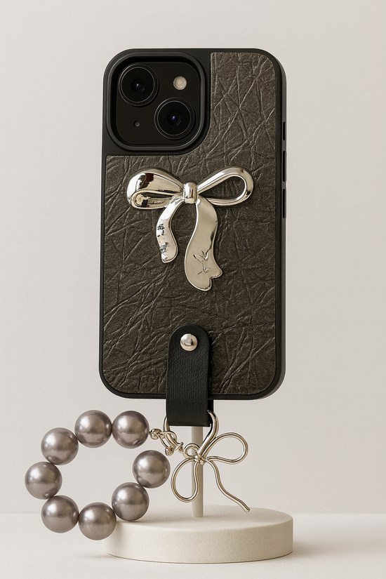 Premium Bowknot Phone Case with Detachable Pearl Bracelet