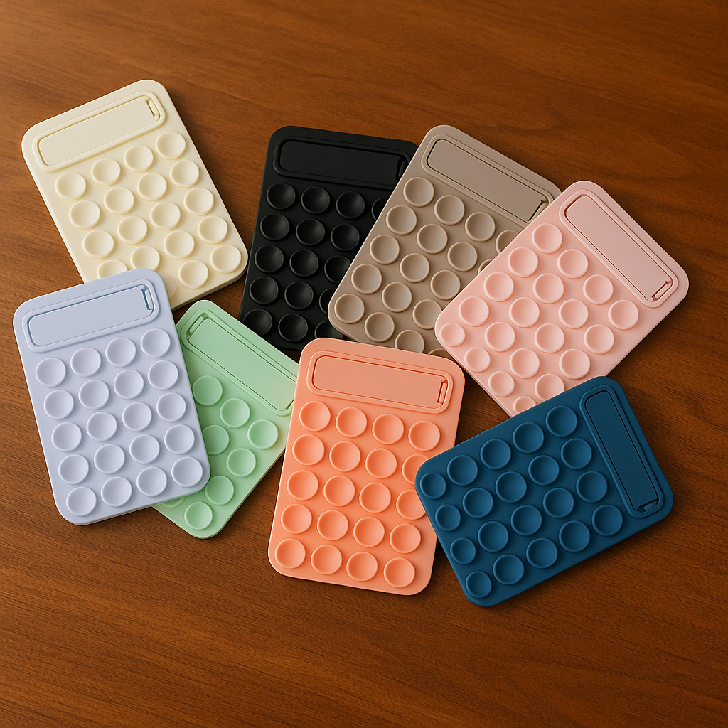 Multi-Color Silicone Suction Grips Phone Holder With Kickstand