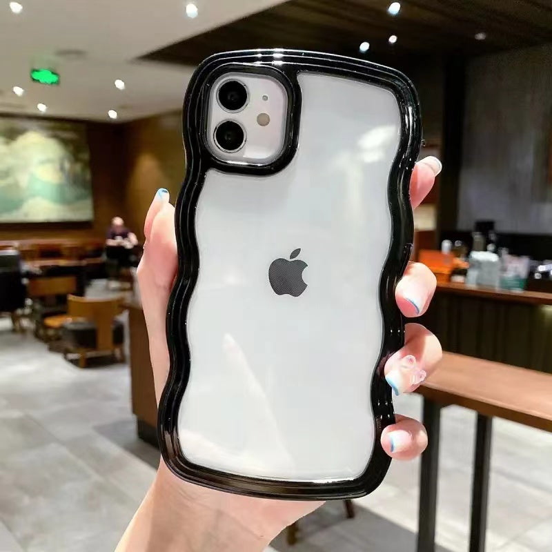 Wavy Edge Transparent Shockproof Pastel Cover