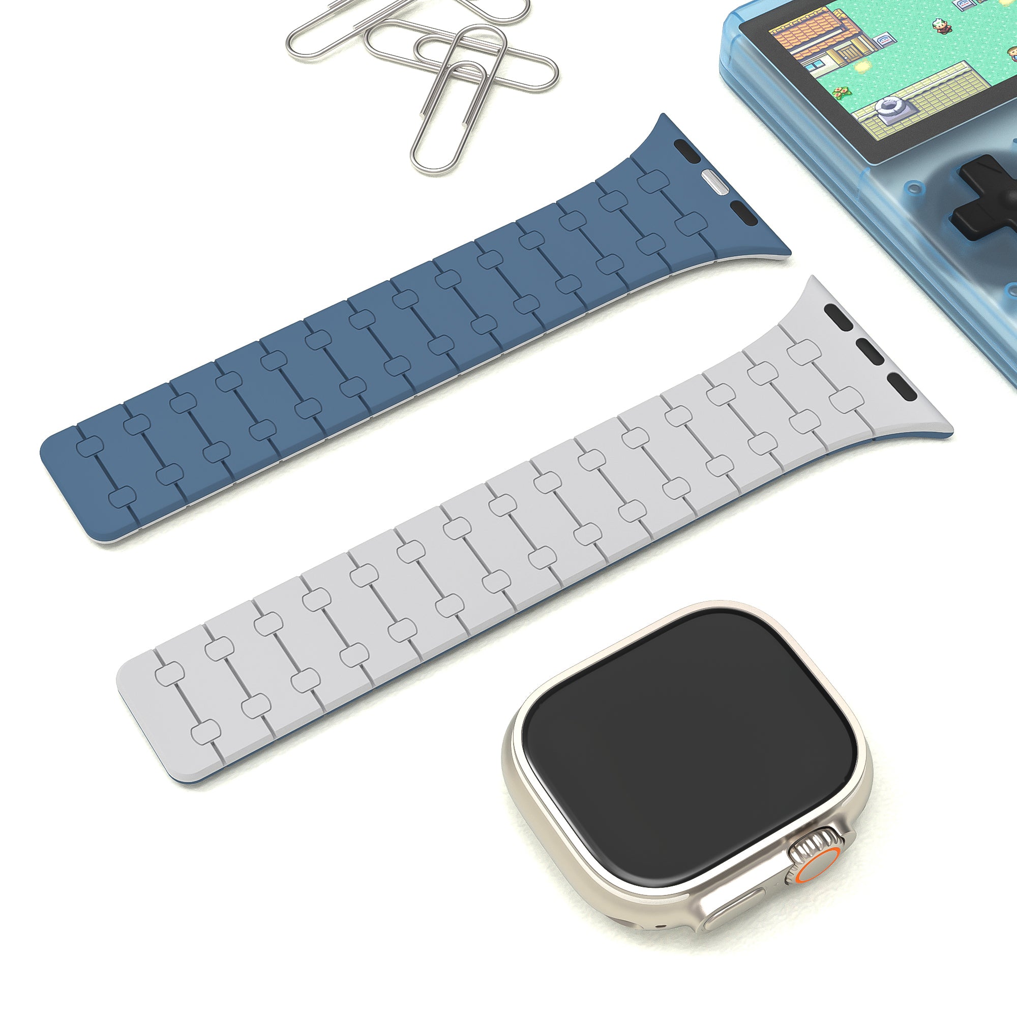 Magnetic Loop Smartwatch Bands – Dual Color Edition(Cloud grey+Blue)