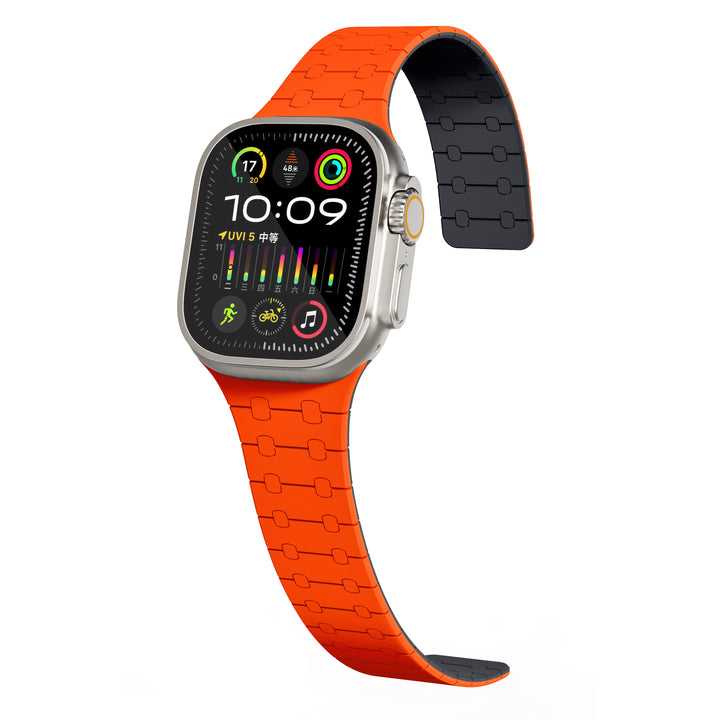 Magnetic Loop Smartwatch Bands – Dual Color Edition(Orange+Midnight Black)