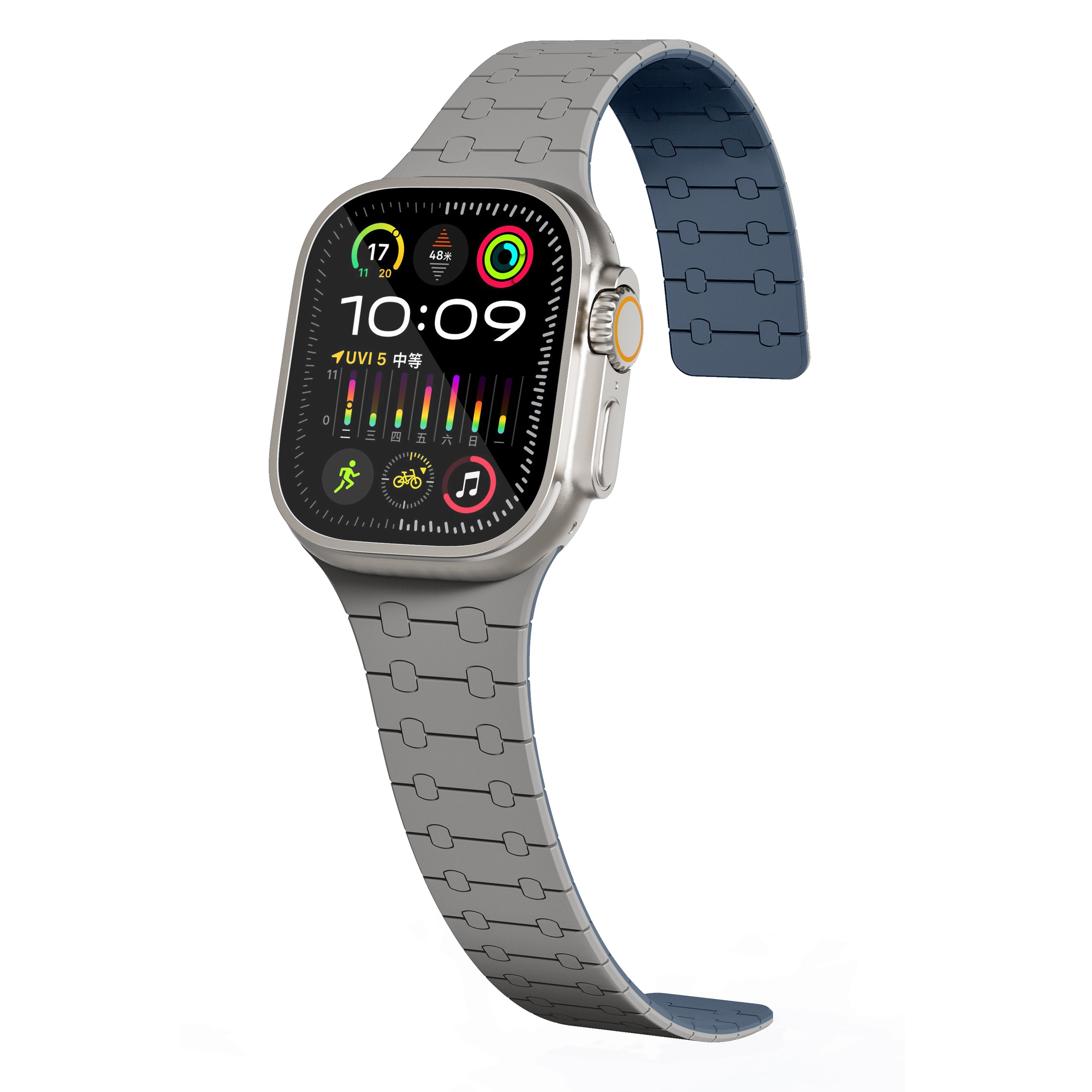 Magnetic Loop Smartwatch Bands – Dual Color Edition(Cloud grey+Blue)