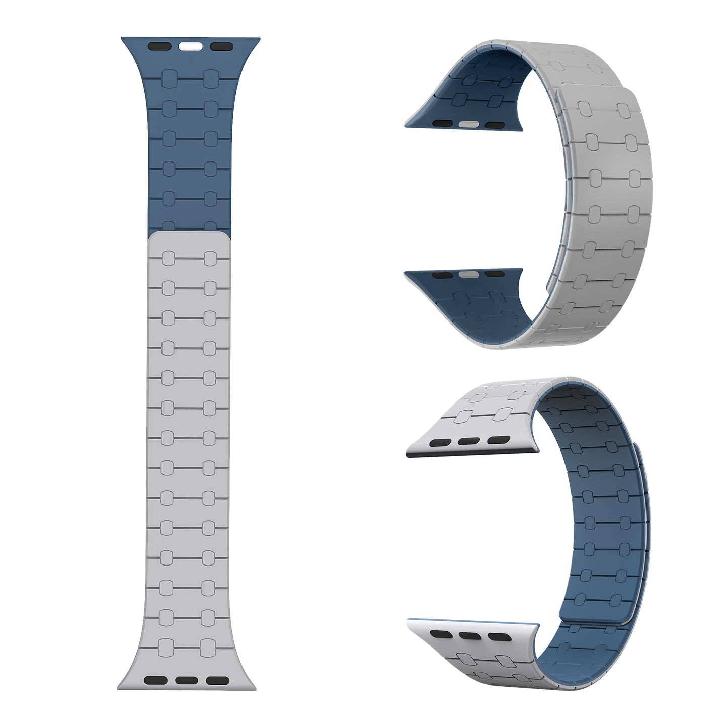 Magnetic Loop Smartwatch Bands – Dual Color Edition(Cloud grey+Blue)